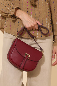 FANTINE crossbody bag in bordeaux grained leather
