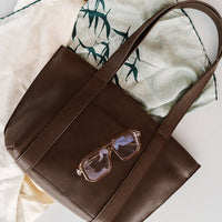 Keecie Family Tree leather tote bag in dark brown