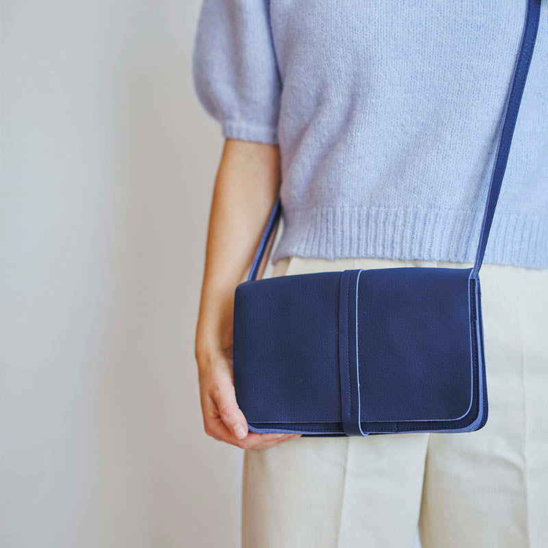 Keecie Off Duty leather shoulder bag in ink blue