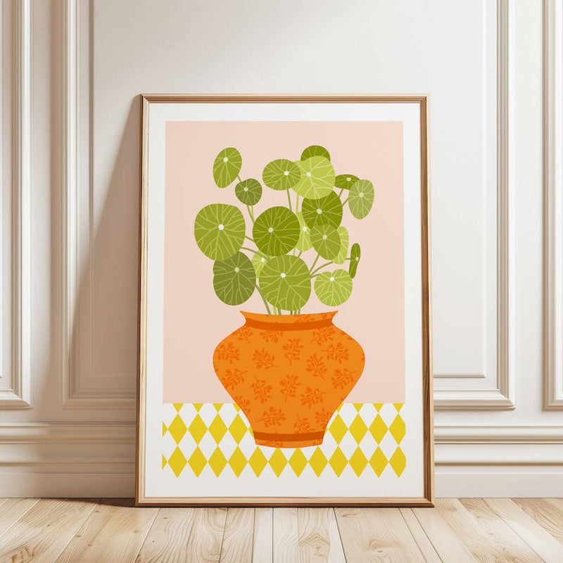 Laudeen | Muchable | A4 poster illustration art print - Chinese Money Plant cute