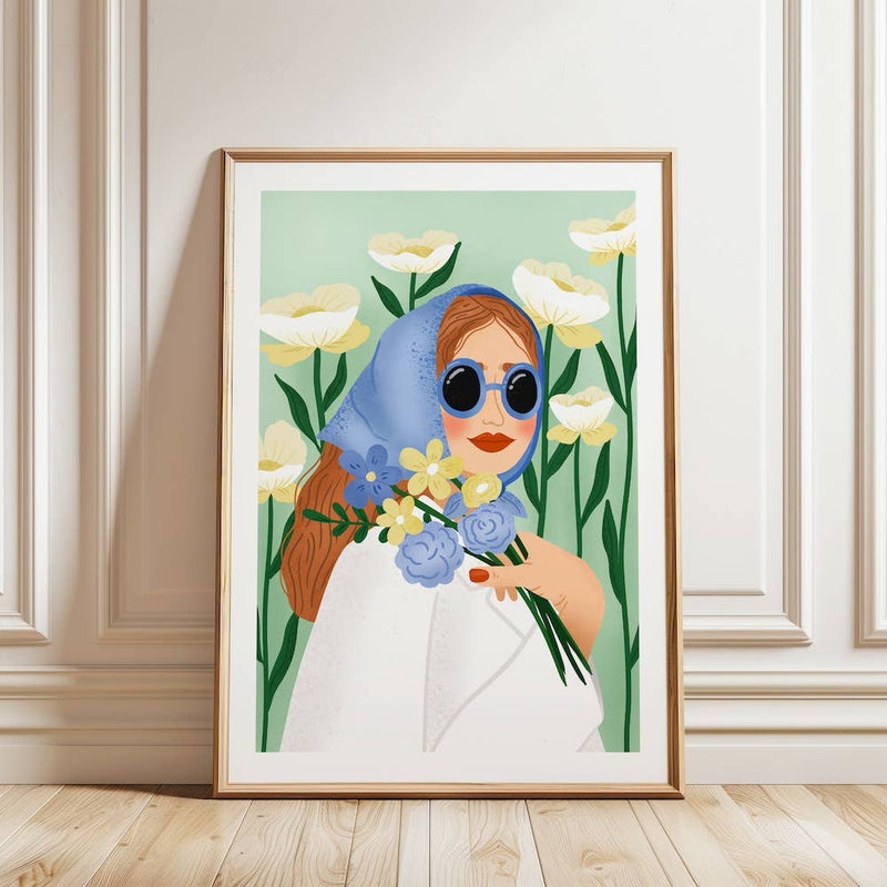 Laudeen | Muchable | A4 poster illustration art print - girl portrait flowers