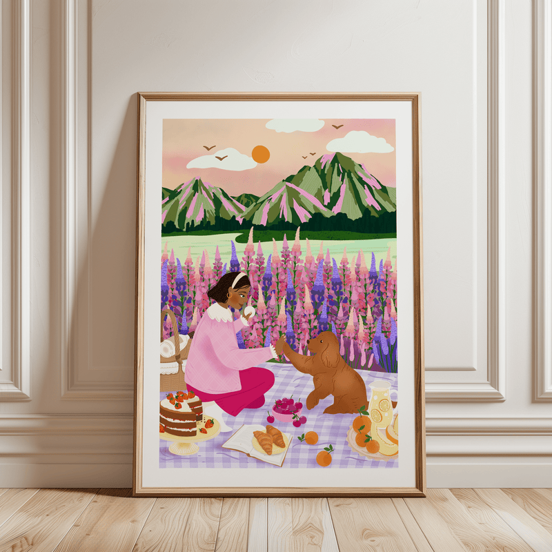 Laudeen | Muchable | A4 poster illustration art print - girl with dog New Zealand