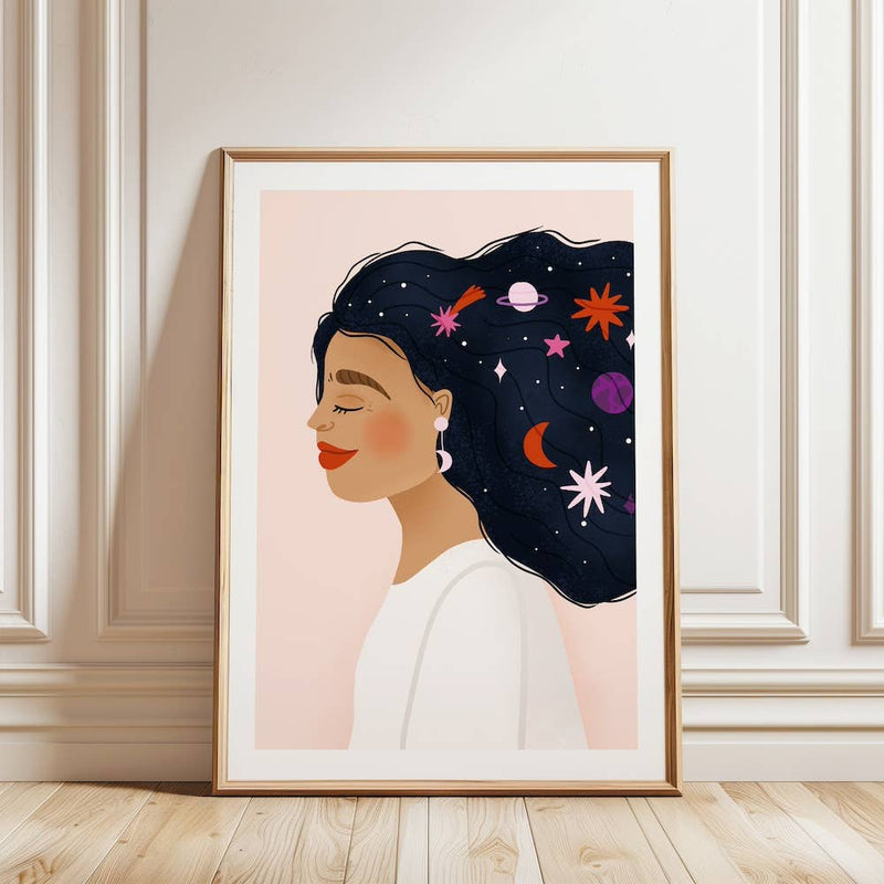 Laudeen | Muchable | A4 poster illustration art print - girl women space