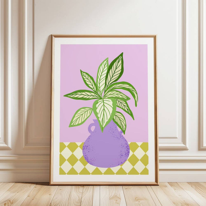 Laudeen | Muchable | A4 poster illustration art print - green plant in vase