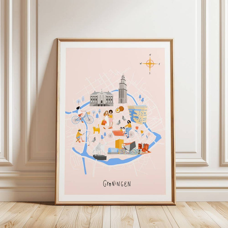 Laudeen | Muchable | A4 poster illustration art print - Groningen map design