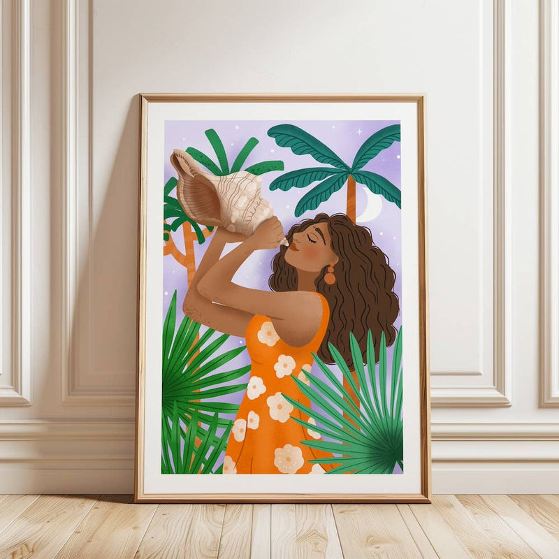 Laudeen | Muchable | A4 poster illustration art print - summer girl Hawaii